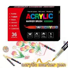 36 Color Straight Liquid Marker Pen, Soft Head Color Painting Brush, DIY Hand-Painted Graffiti Pen, Large-Capacity Pressure-Free Coloring Pen, Cartoon Brush, Suitable For Professional Art Uses