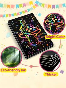 50pcs Fun Scratch Art Paper , Graffiti Sketchbook Set, Creative Colorful Diy Scratch Painting, Rainbow Scratch Off Art-Craft Supplies Kits Pad For Birthday, Christmas ,Halloween, Thanksgiving Party Favors Fun Games, Games Activities Gift,Rainbow Art Scratching Paper Set, Noteboard Graffiti Mat Fun DIY, Party Gift Art Craft, Art Supplies Coloring Set, Suitable For Birthday