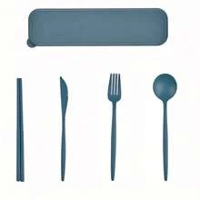 1 Set Of Very Practical 4-Piece Reusable Travel Cutlery Set With Storage Box - Suitable For Any Occasion! Convenient To Carry, - Green Four-piece Set - View 8
