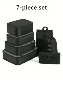 Set di 7 cubi organizzatori da viaggio, con cerniera, grande capacità, include borsa a tracolla, sacca con laccio, borsa in rete, beauty case, porta scarpe, porta bottiglie, per riporre vestiti, cosmetici, articoli da toilette e oggetti di valore