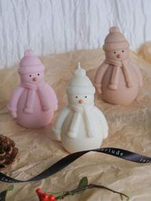 1pc Snowman, Christmas Tree, Santa Claus Candle Mold, DIY Silicone Snowman Candle Mold For Candle, Wax Melt, Plaster, Soap, Resin Crafts, Christmas Snowman Design, Home Decor, Holiday Gift, Art Supplies - White - View 4