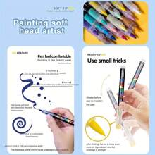 36 Color Straight Liquid Marker Pen, Soft Head Color Painting Brush, DIY Hand-Painted Graffiti Pen, Large-Capacity Pressure-Free Coloring Pen, Cartoon Brush, Suitable For Professional Art Uses