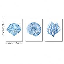 Set di 3 stampe su tela, senza cornice, di arte murale estiva costiera, con motivi minimalisti acquerellati, con coralli e nautili, in stile nautico boho, per dormitori, soggiorno, camera da letto, decorazione moderna per la casa, arredamento per case al mare