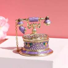 1pc Vintage Telephone Enamel Jewelry Box, Home Decor Accessory, Ring Box, Jewelry Organizer, Retro Craft, Luxury Elegant Jewelry Box, Delicate Decoration, Suitable For Jewels, Rings, Earrings, Bracelets, Daily Storage And Organization, Also As A Small Gift For Friends For Women Storage Organizer Travel Essentials Back To School Dormitory Storage