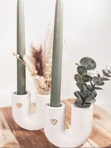 1pc Silicone Resin Mold For U-Shaped Striped Candle Holder, DIY Craft Casting Tool For Home Decor, Epoxy Resin Gifts Making, Asymmetrical Shape Objects, Dried Flower Vase Silicone Mold, Decorative Plaster Craft Supplies, Home Decor Mold, Silicone Candle Mold - Grey - View 11
