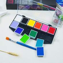 12-Compartment Water-Based Watercolor Paint Palette, Large Capacity, Easy Cleanup, Good Pigmentation, Detachable Sections, Suitable For Stage Performances, Festivals, And Costume Conventions Facial Painting