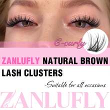 Lash Clusters Wispy Eyelash Clusters C-Curly Individual Lashes Zanlufly Natural 300Pcs Cluster Lashes Eyelash Extension 10 12 14MM DIY Lash Extension - B-natural 01 - View 7