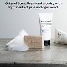 MARLOWE. No. 102 Body Scrub Soap 7 Oz, Exfoliating Soap Bar With Shea Butter, Olive Oil &Amp; Green Tea Extracts, Cleanses, Smooths &Amp; Revitalizes Skin, Original Sage &Amp; Fir Scent - Bản gốc - Cây xô thơm + Cây thông - Xem 3