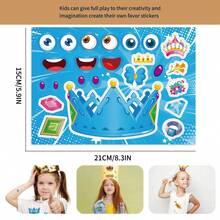 8/16/24/32pcs Children Face Stickers, 8 Different Cartoon Crown Patterns, Girls Theme Design, Suitable For Children's Birthday Party Gifts And Craft Activities - Multicolor - View 6