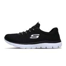 Skechers 女款輕量休閒鞋，女款一腳蹬走路鞋，舒適透氣緩震運動鞋 12980-BKW - 黑色/白色 - 查看 11