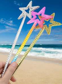 1 szt. ulepszona, grubsza, wielokolorowa różdżka w kształcie gwiazdy, odpowiednia do występów scenicznych, imprez festiwalowych, świąt, prezentów, występów na koncertach muzycznych, wielokolorowa magiczna różdżka w kształcie gwiazdy, rekwizyt na imprezę świąteczną