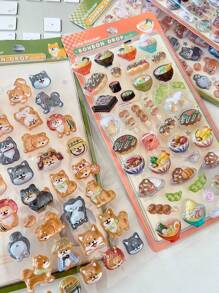 3D Embossed Fun Acrylic Diamond Stickers, Sushi Shiba Inu Handmade DIY Decorative Embossed Quirky Stickers