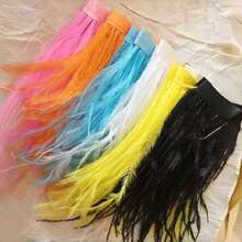 100CM(39.37") Artificial White Feathers Trim Sewing Clothing Accessories Plumes Ribbon Wedding Dress DIY Crafts Fringe Party Home Bag Decoration 8-10cm/3-4inch - Multicolor - View 10
