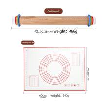 17 Inch Stainless Steel Rolling Pin Kneading Mat Set Wooden Rolling Pin Kneading Mat Set Adjustable Thickness Type Rolling Pin With Graduated Baking - Multicolor - View 16