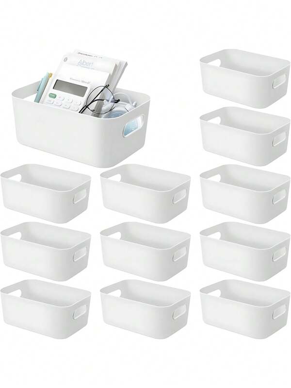 10 stuks witte opbergdoos voor op het bureau, opbergdoos voor huishoudelijke cosmetica, opbergdoos voor badkamer, keuken, slaapzaal, diverse snacks, opbergdoos voor keukenkoelkast en voedsel, kerst-, Halloween-, Thanksgiving-cadeaus, paascadeaus, voor schoolbenodigdheden, terug naar school