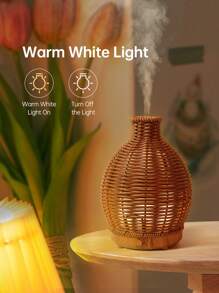 ellestfun 1pc USB 5V 80ml PP Simulation Rattan Weaving Process Ultrasonic Aromatherapy Humidifier, Suitable For Small Room Aroma Diffuser
