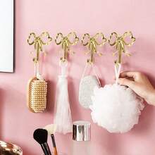 1pc/2pcs Gold Brass Bow Tie Wall Hook - Polished Wall Mounted Decorative Hook With Screws, Suitable For Hanging Clothes, Towels, Bags, Doors, Bathrooms, Kitchens And Bedrooms, Also Suitable For Holiday Decorations, Mother's Day Gifts, Graduation Gifts, Home Essentials - Multicolor - View 6