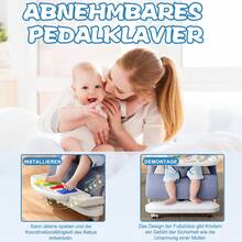 Baby-Schaukelstuhl,Babywippe, Tragbare Kleinkind-Hüpfliege Mit Leisem Universalrädern, Beruhigendem Schaukelsitz, Sicherheitsgurt Und Abnehmbarem Kinderzimmerspielzeug, Geeignet Für Neugeborene Jungen Und Mädchen, Blau - Weiss - Übersicht 6
