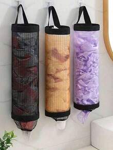 1 件垃圾袋收纳挂袋、壁挂式抽绳鞋袋、厨房塑料袋收纳袋、编织网袋、带挂网收纳的塑料袋架、悬挂式垃圾袋收纳、塑料袋架网格悬挂式收纳、分配器可折叠透气可洗挂网垃圾袋收纳袋家庭厨房用品