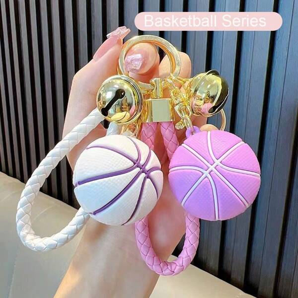 Basketball Pendant Bag Keychain, Creative New Soft Rubber Basketball Keychain For Hanging Accessories, Personalized Storage Keychain, Small And Cute Bag Pendant, And Cool Car Basketball Series Keychain. PVC Soft Tape, Strong Toughness, No Unpleasant Odor, Children Can Also Use It With Confidence.,School Supplies,Back To School