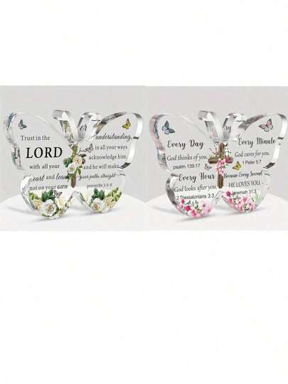 1 Peça Presente Cristão de Acrílico com Versículos Bíblicos, Presentes Inspiradores para Mulheres/Homens, Decoração de Mesa Borboleta Artigo Religioso, Peso de Papel Doméstico e de Escritório de Natal