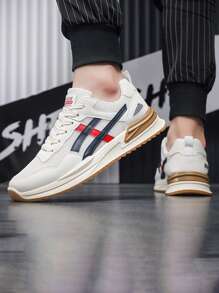 Zapatos versátiles para patinaje del otoño 2025 para hombres, zapatillas deportivas casuales de malla, zapatillas chunky y gruesas para correr, zapatos deportivos de malla transpirable y de moda para hombres