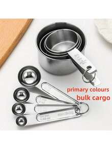 8pcs Stainless Steel Measuring Cups & Spoons Set, Coffee, Seasoning & Baking Kitchen Tools