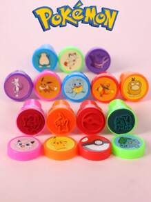 pokemon Pack de 24/12 tampons auto-encreurs de jouets de dessin animé Pokémon, 12 styles de motifs anime mignons, fournitures de scrapbooking pour le dessin DIY et la décoration d'album, excellent cadeau pour l'anniversaire, fête bonus