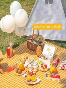 超大防水防沙户外野餐毯、旅行毯、露营装备、露营配件、沙滩配件、野餐配件、假日露营必需品、便携式可折叠毯子格子海滩野餐垫、户外地毯、露营草坪公园配件 - 彩色 - 查看 4