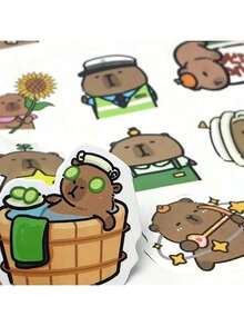 100pcs Cute Capybara Cartoon Stickers, Reusable PVC Stickers, Suitable For Laptops, DIY Accounting, Water Bottles, Luggage, Helmets, Spring Decorations, Asymmetrical Shapes, Applicable To Plastic, Glass, Metal, Ceramic Surfaces, New Year Gifts, School Supplies, Back To School, School, Back To School Supplies - Multicolor - View 7