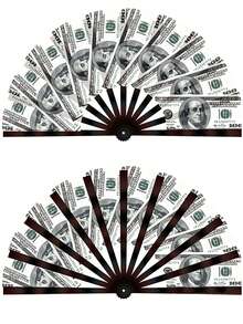 1 pieza Abanico manual / Abanico plegable - "Montón de dinero" / "Abanico de dinero" - Chasquido grande para raves, abanico plegable unisex adecuado para EDM, festivales de música, clubes, eventos, fiestas, baile, actuaciones, decoraciones, regalos - Multicolor - Ver 12