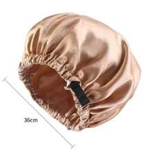 Women's Solid Colored Double-Layered Satin Bonnet Adjustable Slouchy Cap With Elastic Button Closure, Fashionable Sleep Bonnet For Daily Use To Protect & Style Hair