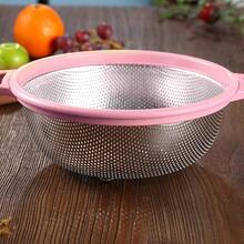 Stainless Steel Colander With Handle And Legs, Large Metal Pink Strainer For Pasta, Spaghetti, Berry, Veggies, Fruits, Noodles, Salads, 5-Quart 10.5" Kitchen Mesh Colander, Dishwasher - Pink - View 2