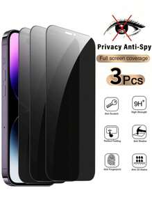 3 Packungen Datenschutzbildschirmschutz kompatibel mit iPhone 14 15 16 16 Pro Max, vollflächiger Datenschutzbildschirmschutz aus Glas, anti-spähen, blasenfrei, geeignet als Geschenk für Geburtstag, Familie, Freunde, gehärtetes Glas, anti-spionage, Handybildschirmschutz, Handyzubehör