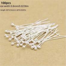 100pcs High Quality Silver Color Pearl Pins, 16mm - 50mm, Perfect For DIY Jewelry Making, Bracelets, Necklaces, And Earrings - Craft Accessories For Creative Hobbyists