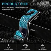 2 ganchos para asiento de coche con cristales brillantes, ganchos colgadores para reposacabezas de automóvil, ganchos traseros para bolso, bolsa de la compra, ropa de color rojo - 2 piezas - Ver 3