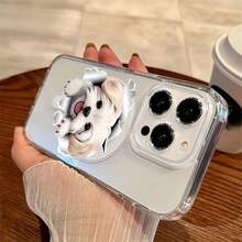 Cute Puppy Mobile Phone Case, Designed With Playful Paws And A Cheerful Expression, Suitable For IPhone 16, 15, 14, 13, 12 And 11 Pro Models, Made Of TPU Material, And Provides Shockproof Protection. Perfect For Family, Friends, Children, Birthdays, Spring, Holidays, Boyfriends, Girlfriends, And Valentine's Day Gifts. - Trong sáng - Xem 3