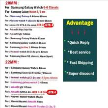20mm Pulseira de Relógio Esportiva de Náilon para Watch GT 4-2-2e-3 44mm 40mm, Galaxy Watch 4 Classic 42mm 46mm, Active 2 40mm 44mm, Amazfit GTS 2-2e-Mini-GTS 3, Amazfit GTS 4-4 Mini