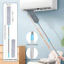 1pc Dusters For Cleaning, 51.2-Inch Extra-Long Floor Duster With Extension Pole Bendable Microfiber Head Washable Ceiling Fan Cleaner Duster For High Ceilings, Furniture,Durable Flexible - Multicolor - View 10