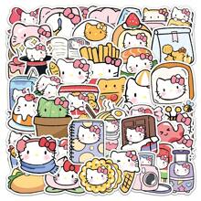 Sanrio 50 PCs Funny Cute Q-Version Kitty Cat Stickers For Laptops, Water Bottles, Diaries, Suitcases, Cars, Wardrobes And Other DIY Decorative Stickers,Back To School,School Supplies