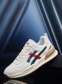 Zapatos versátiles para patinaje del otoño 2025 para hombres, zapatillas deportivas casuales de malla, zapatillas chunky y gruesas para correr, zapatos deportivos de malla transpirable y de moda para hombres