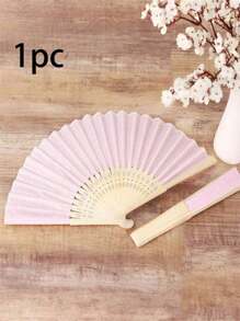 1/2/5pcs Silk Fans Decorative Fabric Fans, Plain Folding Fan, Wedding Gift, DIY Decor For Tabletop & Wall Hanging