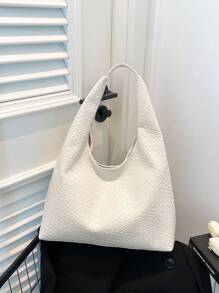 Bolso de hombro vintage de gran capacidad y color liso suave para mujer, versátil bolso bandolera con asa, bolso de hombro tipo hobo grande con capacidad, bolso bandolera casual de trabajo de gran capacidad