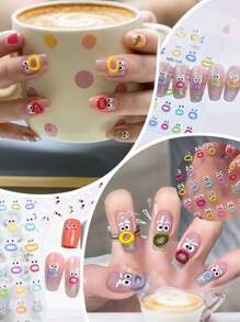 10pcs Cute Cartoon 5D Embossed Nail Art Stickers - Colorful Sausage Mouth & Big Lips Design, Women & Girls DIY Vinyl Decals, Reusable, Glitter Surface, Nail Stickers [Random Colors, Random Styles]
