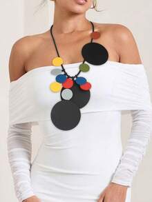 MARLIWOO 1pc Bohemian Style Retro Wooden Long Pendant Necklace, Fashion Vacation Jewelry For Women