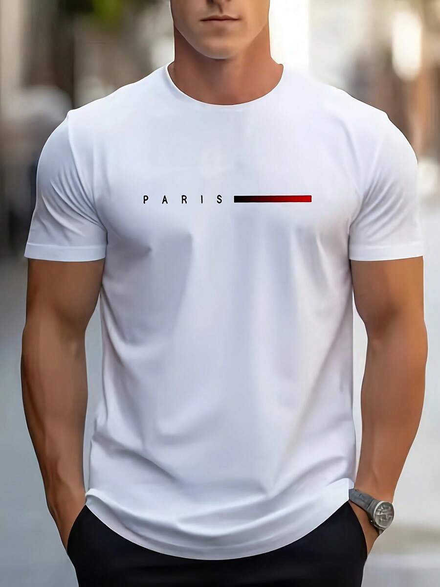 2025 [Cen  Selection] Men's Casual Sports T-Shirt Fashion - White - View 1
