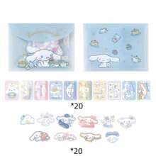 Sanrio 40pcs/Pack Cute Black Sticker Set, Including Hello Kitty, Pompompurin, And My Melody Cartoon Animal Paper Stickers, DIY Scrapbooking Decoration Materials With PVC Storage Bag