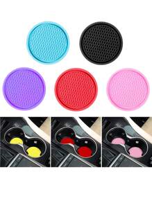 1pc/2PCS Car Cup Coaster, Cup Holder Insert Coasters,Universal Auto Non-Slip Cup Holder Embedded In Ornaments Silicone Coaster, Car Interior Accessories Mat,7cm/2.75 Inch Soft Rubber Pad Set Round Auto Drink Coaster Car Interior Accessories