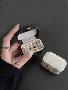 便携式珠宝盒女士小型珠宝盒简约家居珠宝收纳盒旅行收纳盒精美迷你旅行珠宝收纳盒拉链盒耳环戒指项链手链便携化妆包邮轮包学校配件学校用品