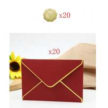 10pcs-50pcs Paper Envelopes With Thank You Stickers For Invitations With Gold Border, Gift Cards Envelopes Self Adhesive Invitation Envelopes With V-Flap, Great For Graduation, Invitation, Baby Shower, Wedding,School Supplies,Back To School